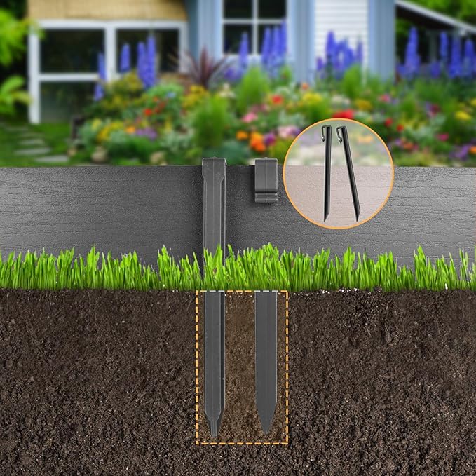 Landscape Edging Kit, Include 4 Inch High 120 Feet Length Terrace Board, 60 Durable Spikes, Edging Pruning Shear, Rubber Mallet Hammer, Black