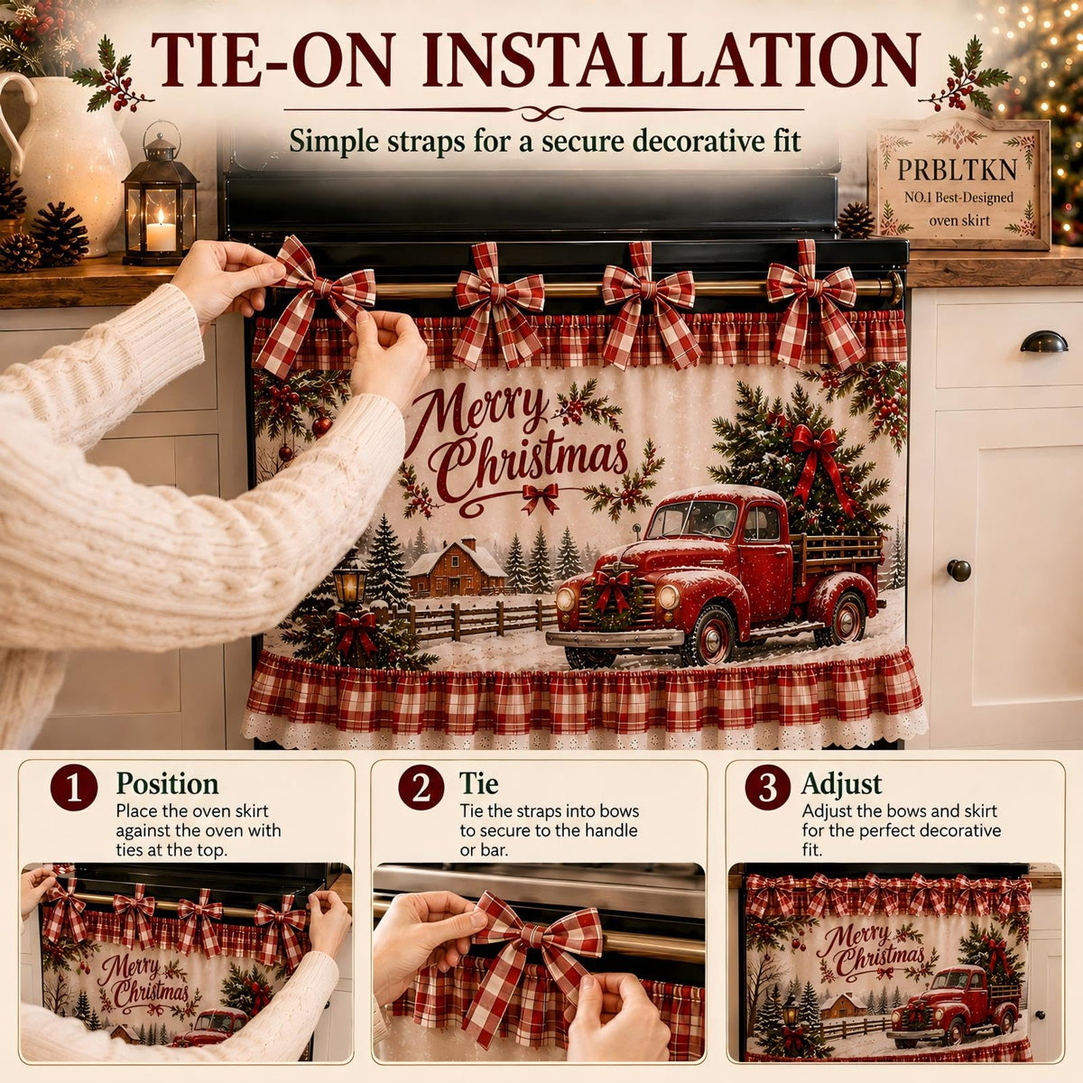 Prbltkn Oven Skirt Curtain Farmhouse Tie Top Stove Door Cover Kitchen Decor