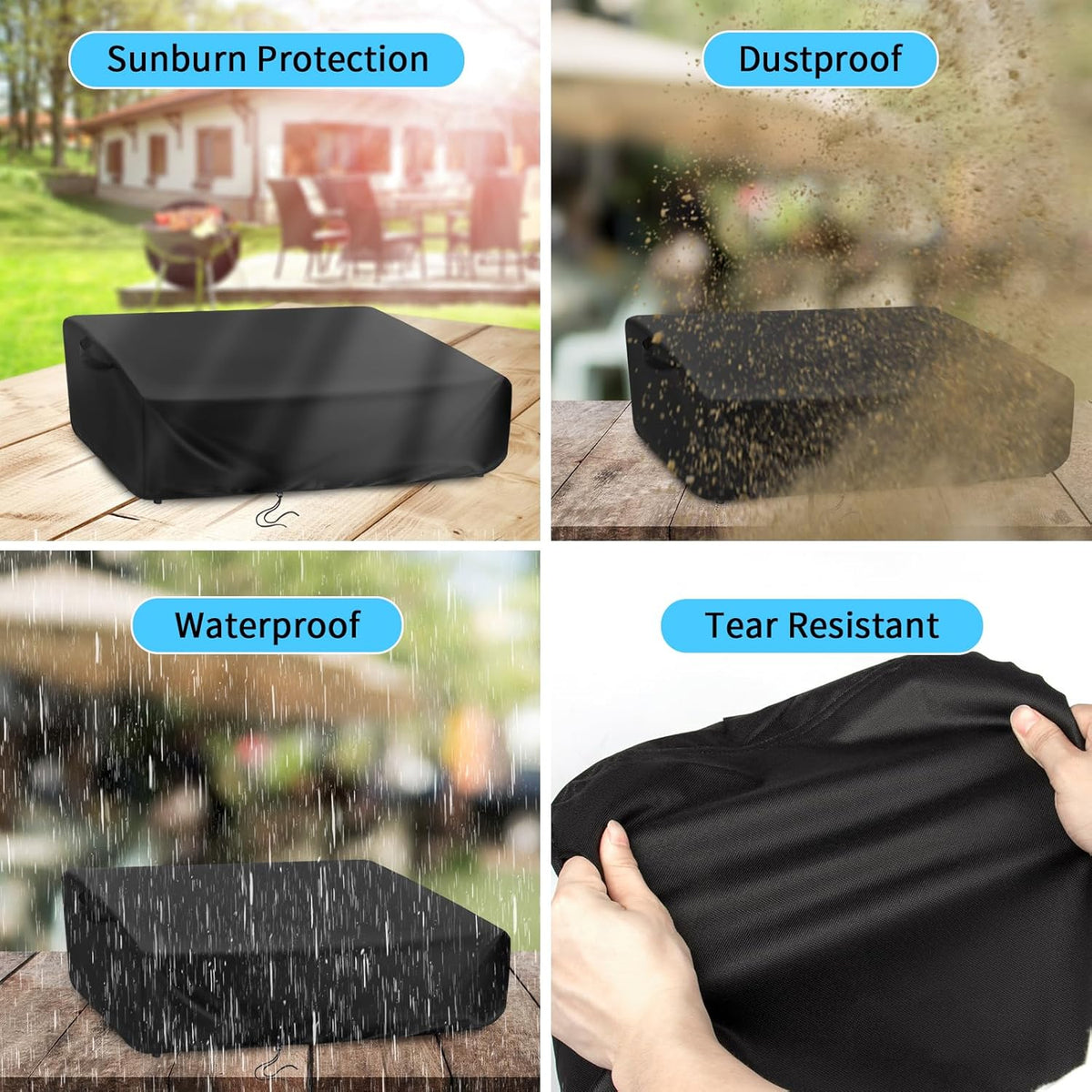 Kingling Grill Cover for Blackstone 1860 2225 On The Go Range Top Combo Griddle, 41 inch Waterproof & Dustproof Outdoor Grill Cover (Cover Only) - Black