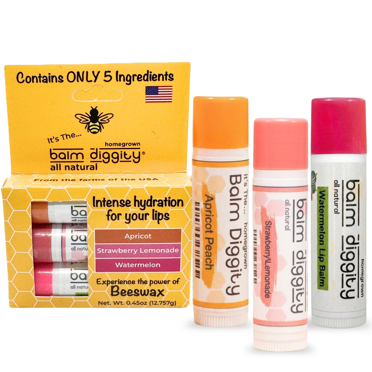 It's The Balm Diggity Beeswax Fruity Lip Balm Variety Set, 3 Pack, Sticks