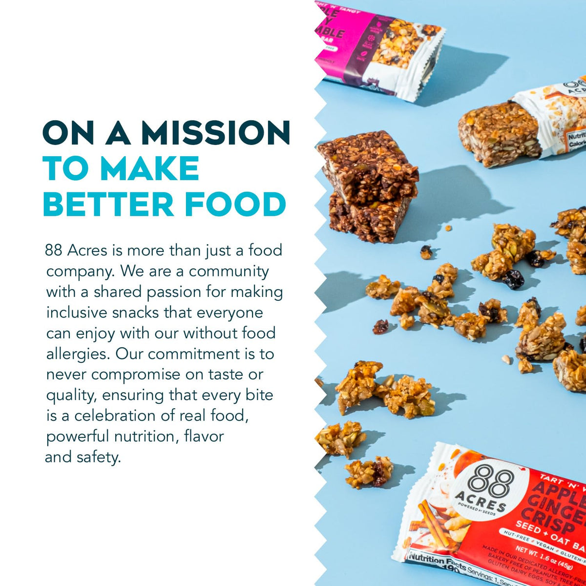 88 Acres Granola Bars Variety Pack – School Safe, Gluten & Nut Free, 12 Count