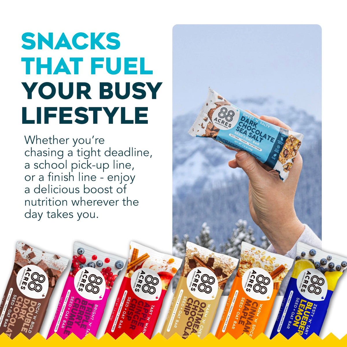 88 Acres Granola Bars Variety Pack – School Safe, Gluten & Nut Free, 12 Count