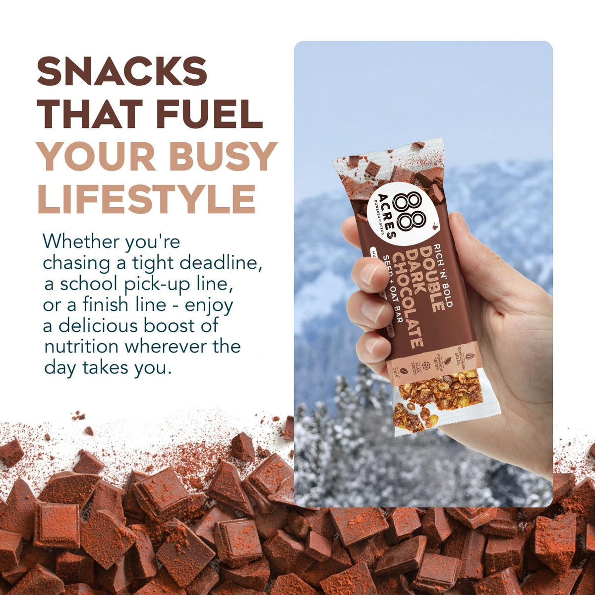 88 Acres Granola Bars | Double Dark Chocolate - Gluten Free, Nut-Free, Vegan Snack Bar, 12 Pack