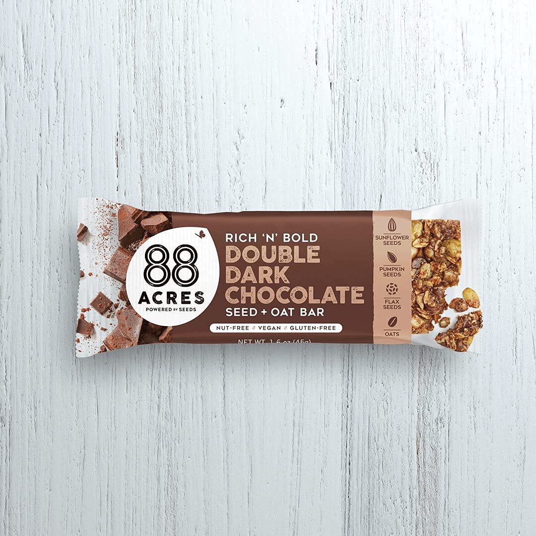 88 Acres Granola Bars | Double Dark Chocolate - Gluten Free, Nut-Free, Vegan Snack Bar, 12 Pack