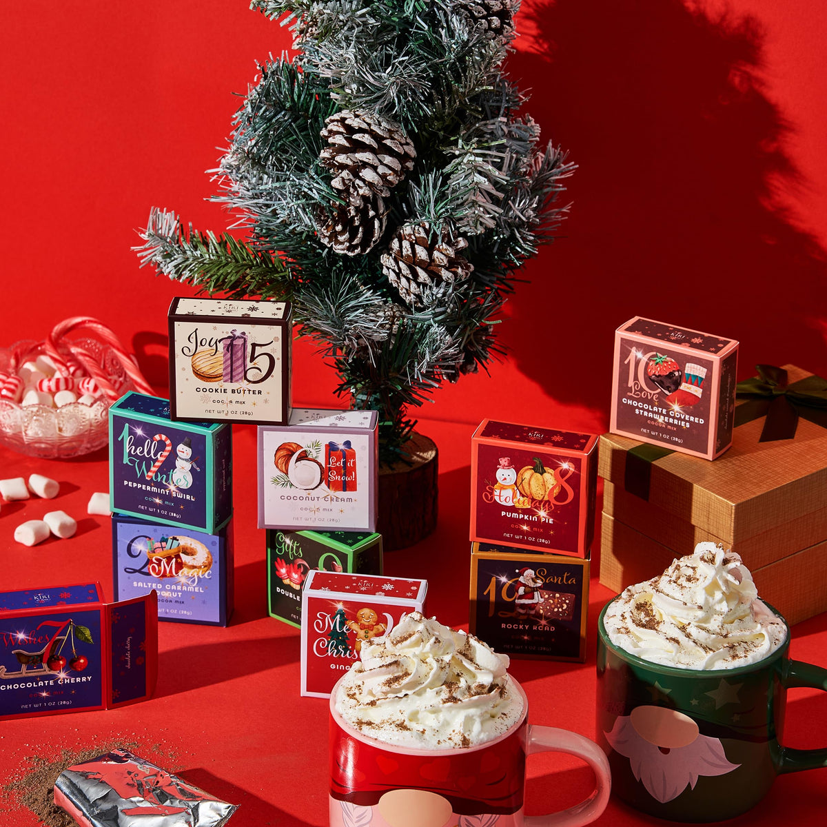 Kiri & Sons 12 Days of Winter Hot Chocolate Gift Set, Winter Advent Calendar 2024 Kids, Gourmet Cocoa, Large Gift Set Delicious Winter Flavors