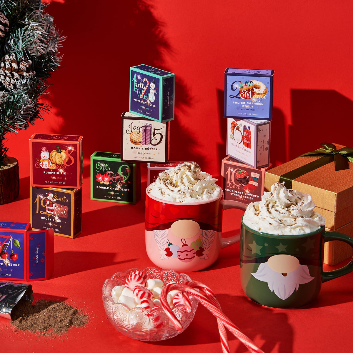 Kiri & Sons 12 Days of Winter Hot Chocolate Gift Set, Winter Advent Calendar 2024 Kids, Gourmet Cocoa, Large Gift Set Delicious Winter Flavors