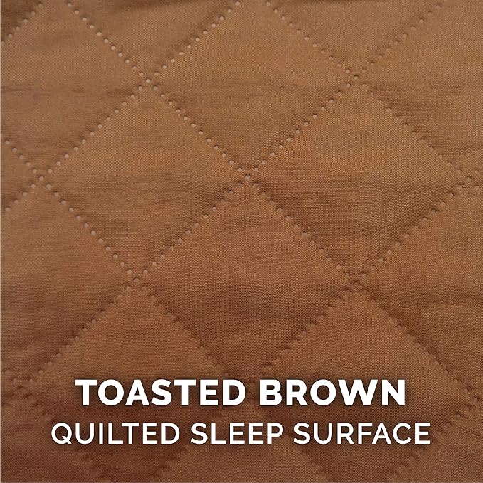 Furhaven Pillow Dog Bed for Large/Medium Dogs w/ Removable Bolsters & Washable Cover - Quilted Sofa - Toasted Brown, Large