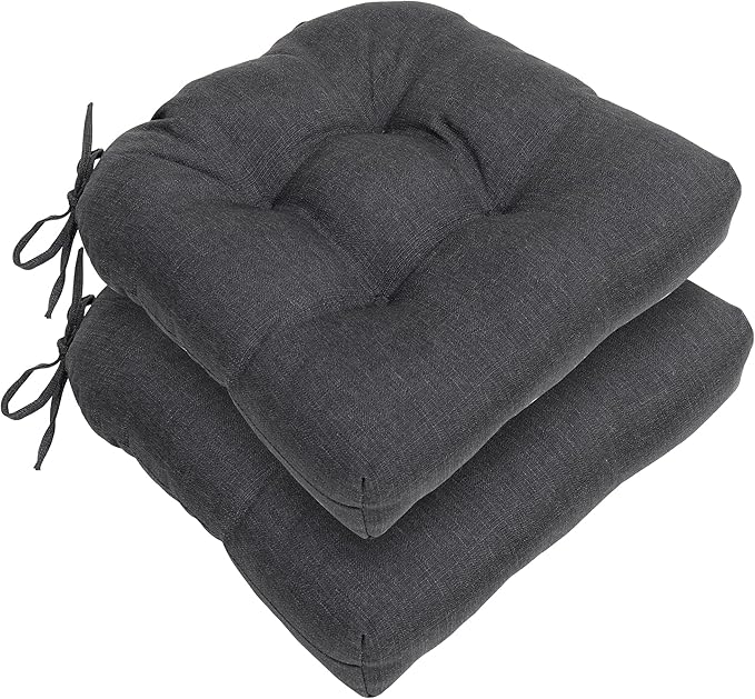 RACE LEAF Outdoor Seat Cushions Set of 2, 17" x 17" Square Patio Cushions, Plump Filling Tufted Water-Resistant Olefin Chair Seat Cushion with Ties for Non-Slip Support, Gray