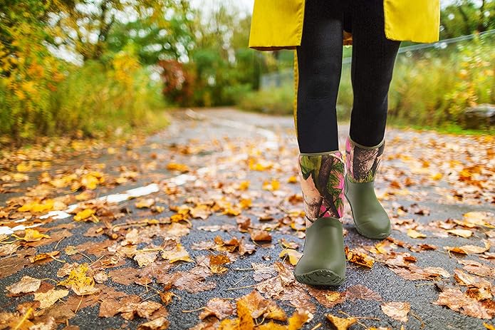 HISEA Women's Rubber Garden Boots Waterproof Insulated Yard Gardening Shoes Mid Height for Mud Working Outdoor