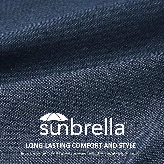 Sunbrella Round Corner Seat Cushions, 17" x 16" x 2", Set of 4, Indoor Outdoor Water Repellent Universal Chair Pads with Ties for Patio Furniture, Garden Dining Chairs, Specrtum Indigo