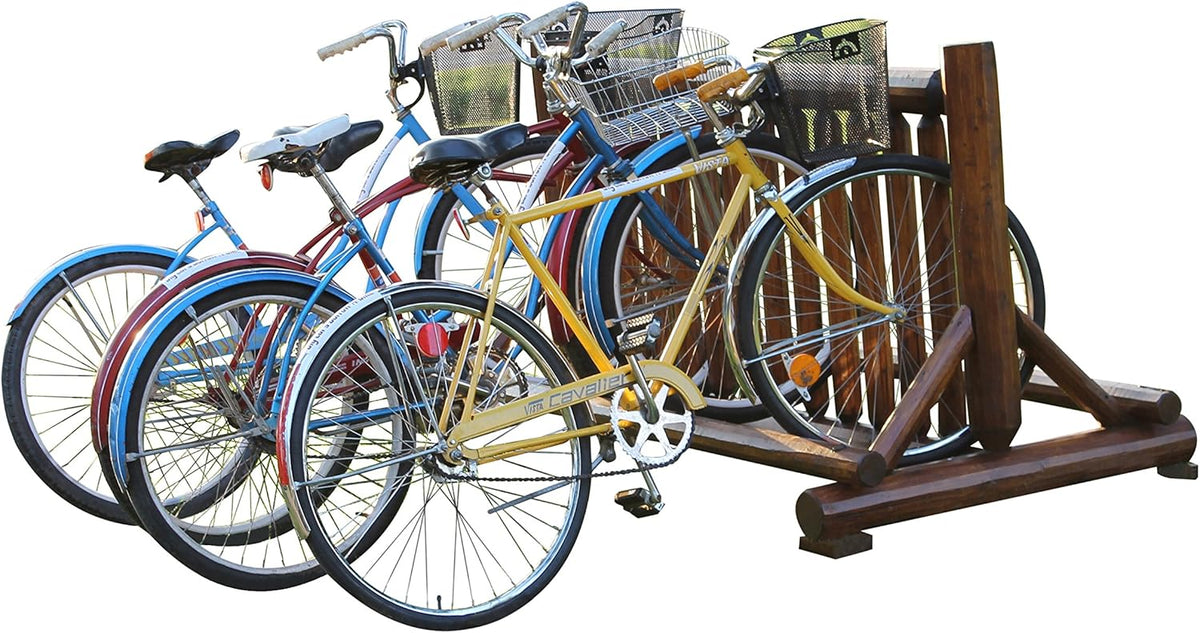 13-Place Bike Log Rack, Outdoor Bike Stand, Freestanding Commercial Bicycle Storage Racks, Standing Rack for Bikes, Bicycle Parking Floor Stand, Ebike Racks, Fat Tire Bikes for Men - Canyon Brown