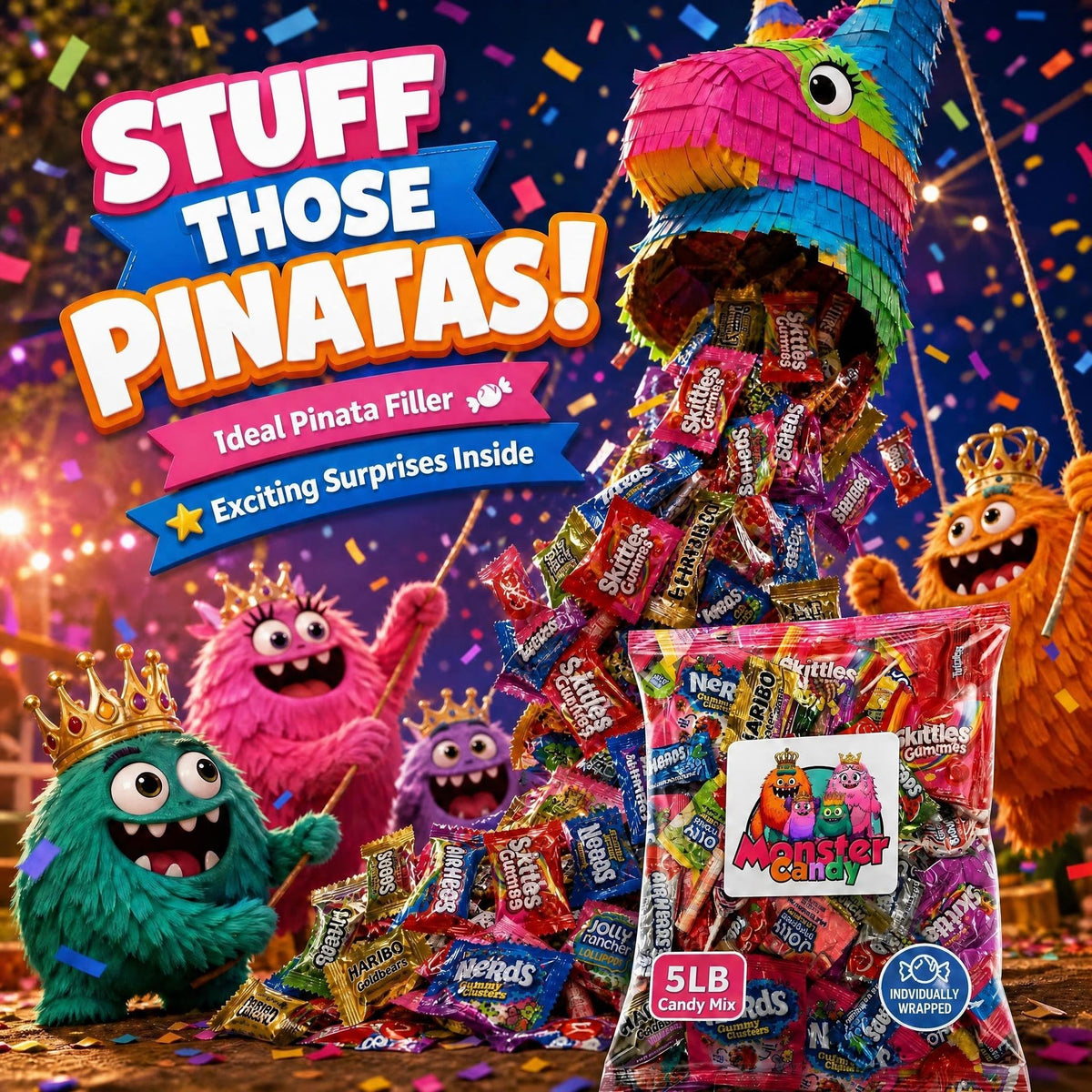 Party Favor Candy Mix - 5 lb Pinata Stuffers Candy Bulk - Goodie Bag Stuffers for Kids Party Favors - Variety Pack -Individually Wrapped Candies -