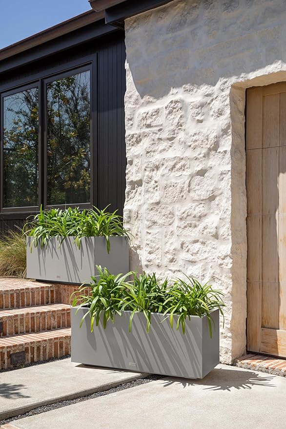 Veradek Block Series Long Box Planter - Large Rectangular Planter for Indoor or Outdoor Patio/Porch | Durable All-Weather Use with Drainage Holes | Modern Décor for Tall Plants, Flowers or Shrubs
