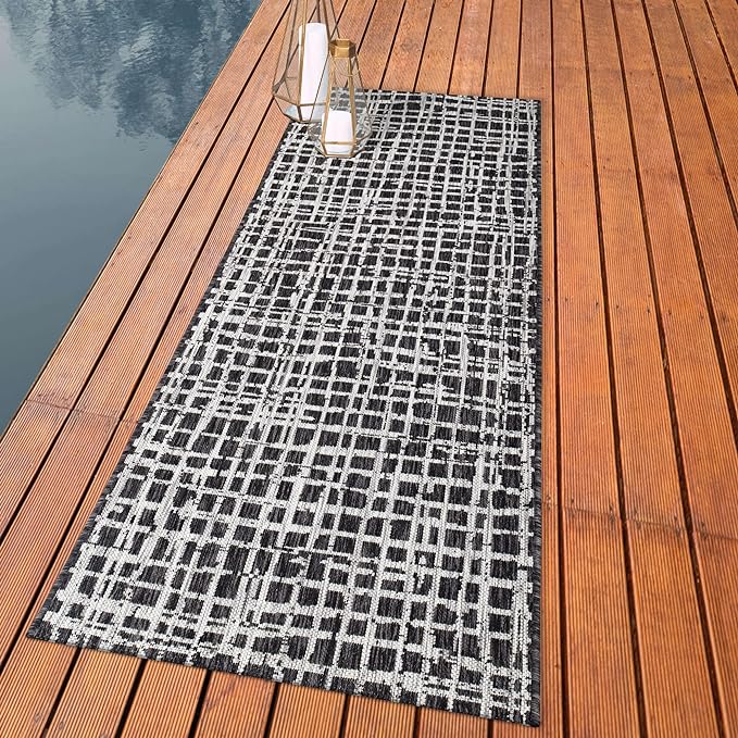 Keen Home Design Outdoor Runner Rug - 2x10 Washable Indoor/Outdoor Rug for Patio, Balcony, Kitchen, Garden, Beach, Deck and Porch. Size: 2'2" x 9'11"