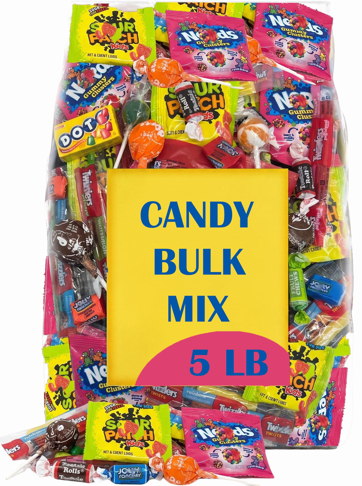 Bulk Candy Variety Pack, 5 Lbs, Individually Wrapped Assorted Candy Mix, Lollipops, Pull-n-Peel Licorice, Party Candy Assortment, Birthday Party