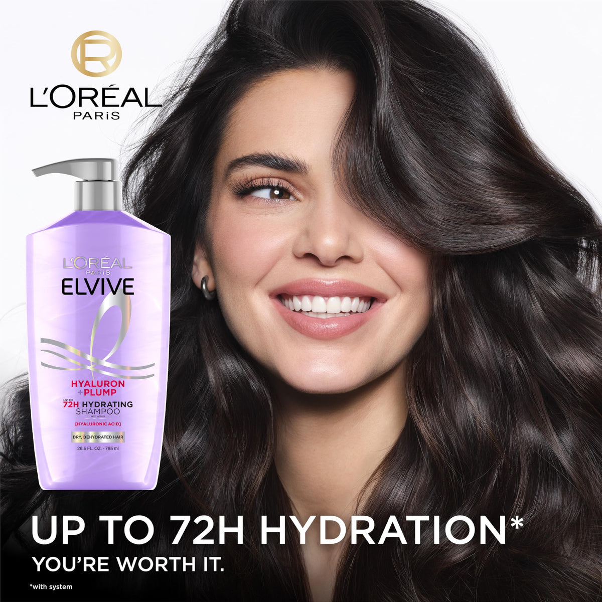 L'Oreal Paris Elvive Hyaluron Plump Shampoo and Conditioner Set, 53 Fl Oz