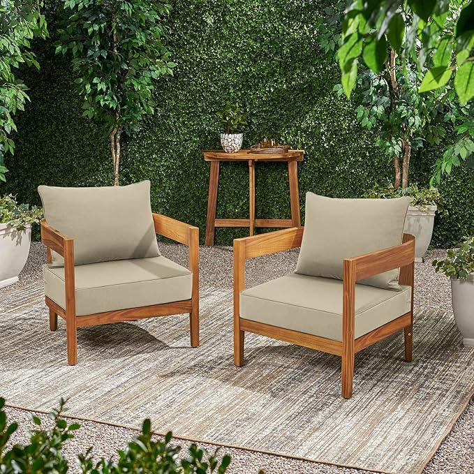 Favoyard Outdoor Seat Cushion Set 22 x 24 Inch Waterproof & Fade Resistant Patio Furniture Cushions with Removable Cover Deep Seat & Back Cushion with Handle and Adjustable Straps for Chair Sofa Couch