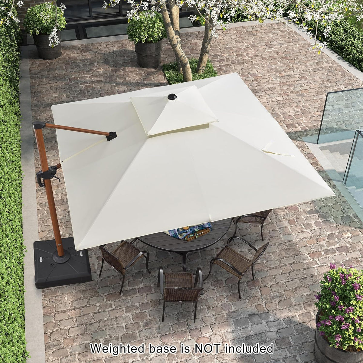 PURPLE LEAF 10ft Patio Umbrella Outdoor Square Umbrellas Large Cantilever Umbrella Windproof Offset Umbrellas Heavy Duty Sun Umbrella for Garden Deck Pool Patio, Cream