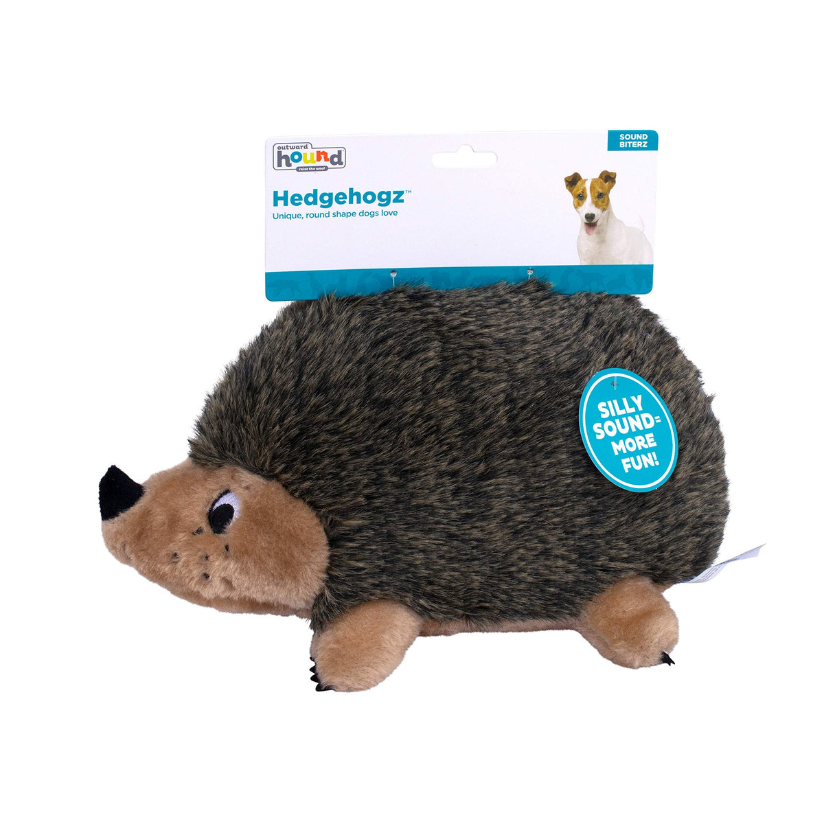 Outward Hound Hedgehogz Plush Dog Toy, Squeaks & Grunts, Large, 12" x 7"