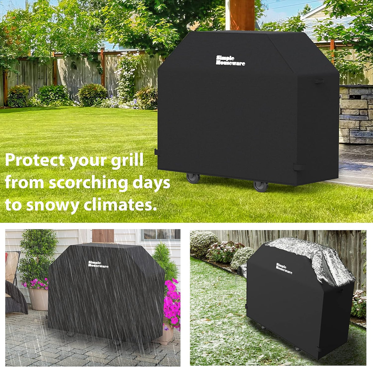 Simple Houseware 58 in. Waterproof Heavy Duty Gas BBQ Grill Cover, Weather-Resistant Polyester