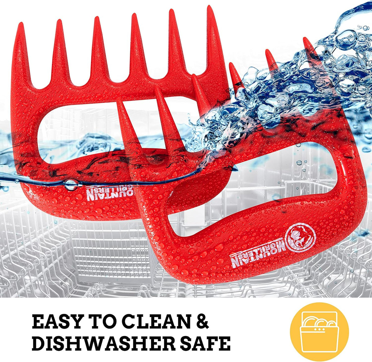 Mountain Grillers Bear Claws Meat Shredder - Durable Meat Claws For Shredding Pulled Pork, Chicken, Beef - Heat-Resistant BBQ Meat Claws For Grilling And Smoking - Ergonomic Handle - 2 Pack, Red