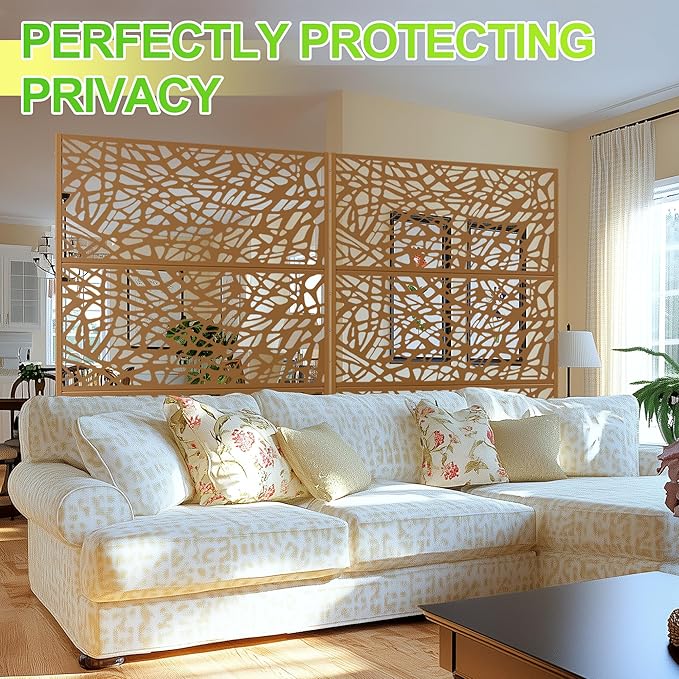 Outdoor Privacy Screen,72" H×47" W Metal Privacy Screen, Freestanding Privacy Fence Panels for Patio