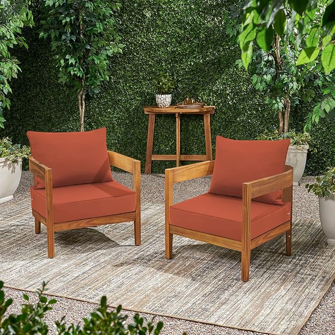 Favoyard Outdoor Seat Cushion Set 22 x 22 Inch Waterproof & Fade Resistant Patio Furniture Cushions with Removable Cover Deep Seat & Back Cushion with Handle and Adjustable Straps for Chair Sofa Couch