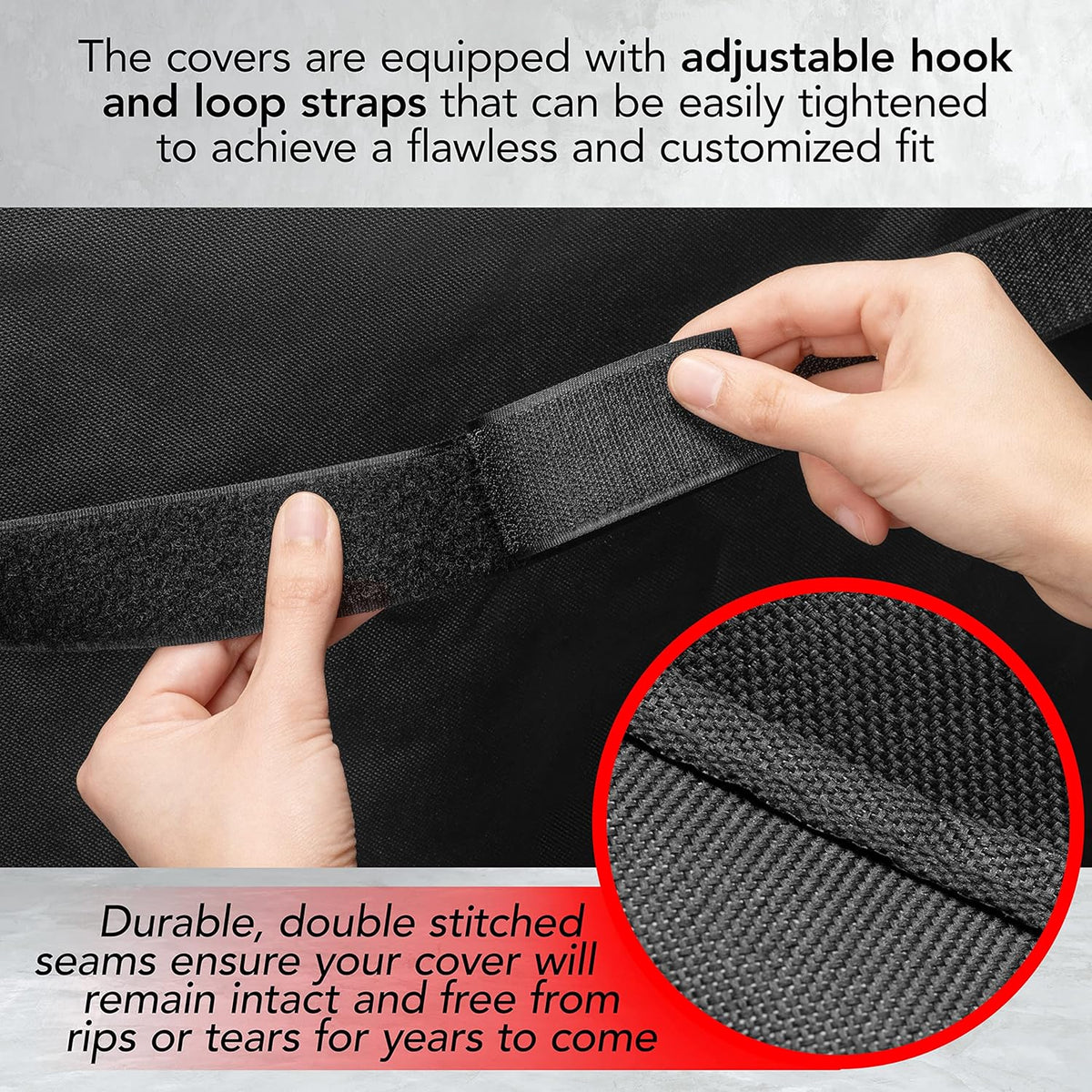 Heavy Duty BBQ Grill Cover for Outdoor Grill, 58 Inch – Waterproof, Weather Resistant, UV & Fade Resistant with Adjustable Straps – Gas Grill Cover for Weber, Genesis, Charbroil, etc. Black