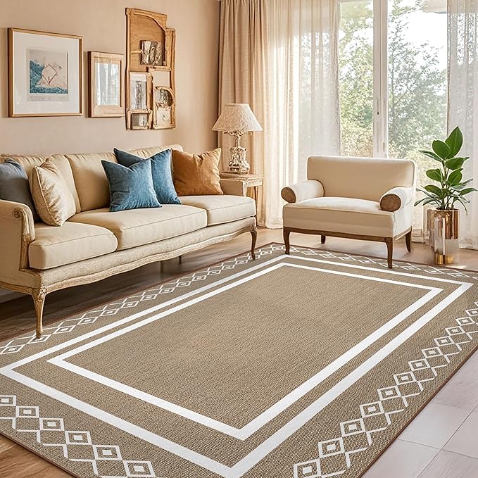 Outdoor Patio Rug, Outside Rectangular Carpet, Moroccan Geometric Rugs, Washable Large Indoor Outdoor Rug 6x9 Mats for RV, Picnic, Backyard, Deck, Balcony, Porch, Beach