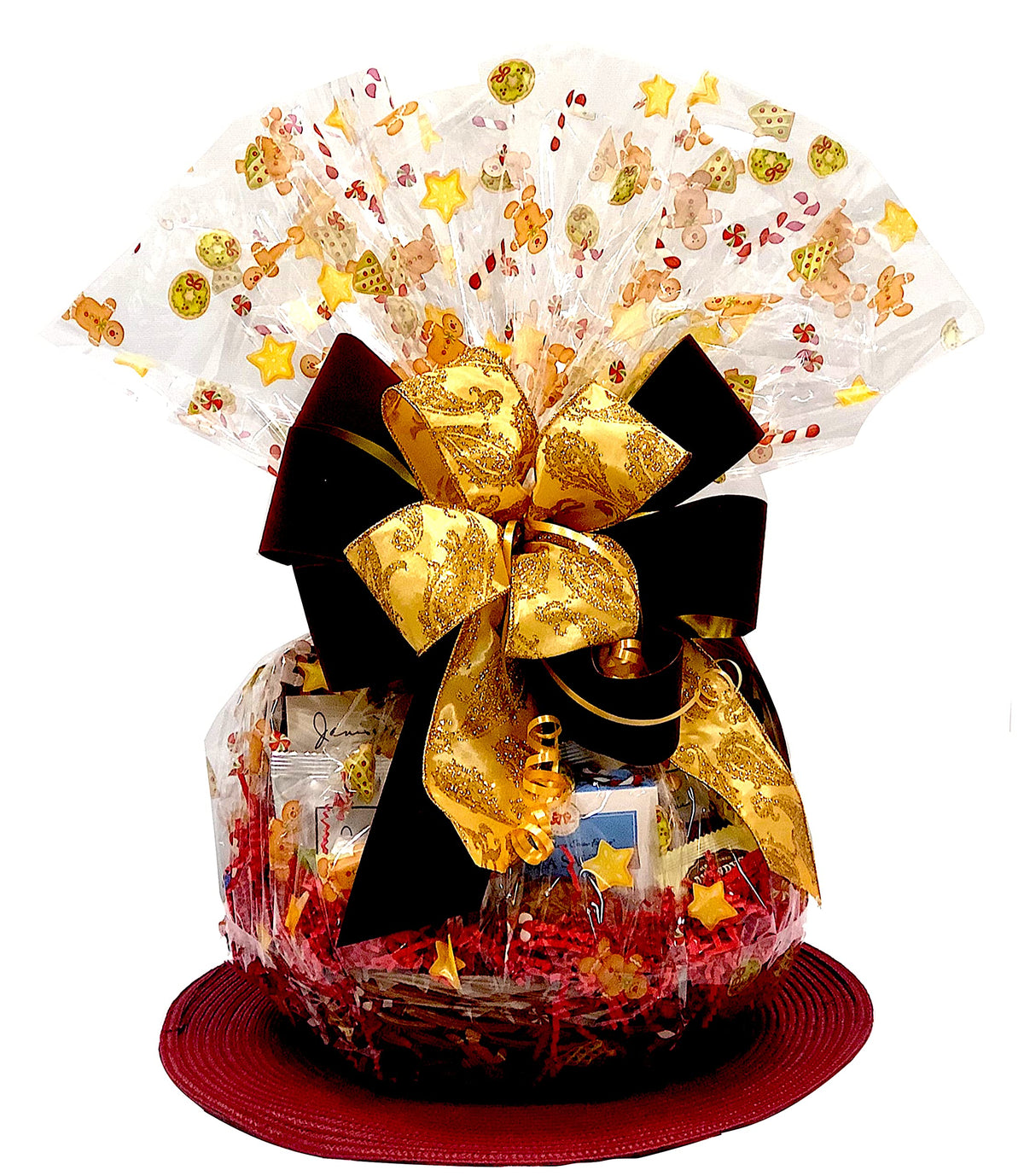 Hand-Crafted 22 Piece customizable chocolate gift basket of gourmet chocolates, cookies, and crunches. Tasty treats selected for businesses, clients