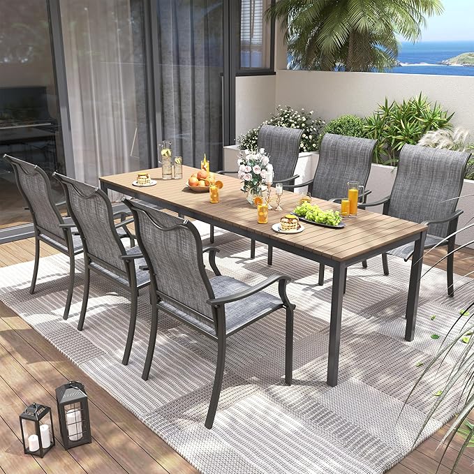 UDPATIO Patio Dining Chairs Set of 2, High Back Wide Seat Outdoor Furniture Chairs with All Weather Breathable Textilene, for Lawn Garden Backyard Deck, Dark Grey
