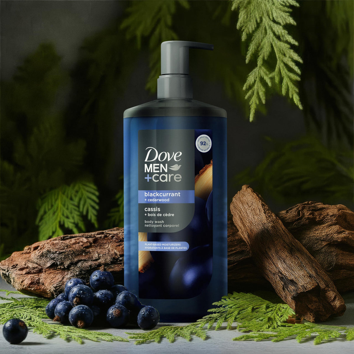 Dove Men Moisturizing Body Wash, Blackcurrant + Cedarwood, 26 oz