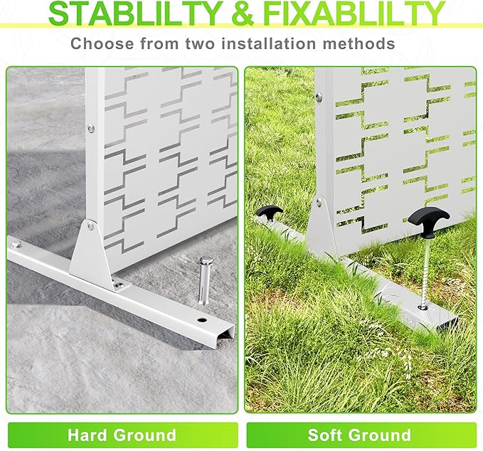 Outdoor Privacy Screen,72" H×47" W Metal Privacy Screen, Freestanding Privacy Fence Panels for Patio