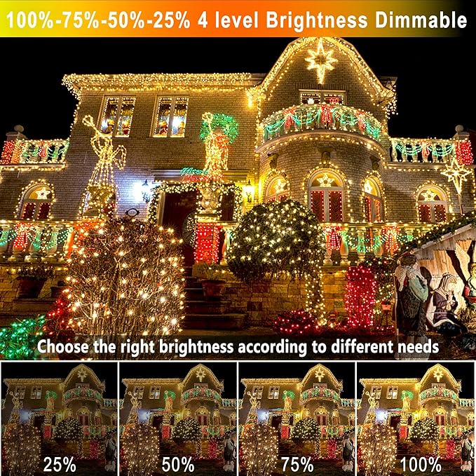 KNONEW 403FT 1000 LED Christmas Lights Color Changing Outdoor String Lights with 11 Modes & Timer Fairy Light Plug in Waterproof Fairy Lights for Xmas Yard Tree Wedding Party(Warm White to Multicolor)