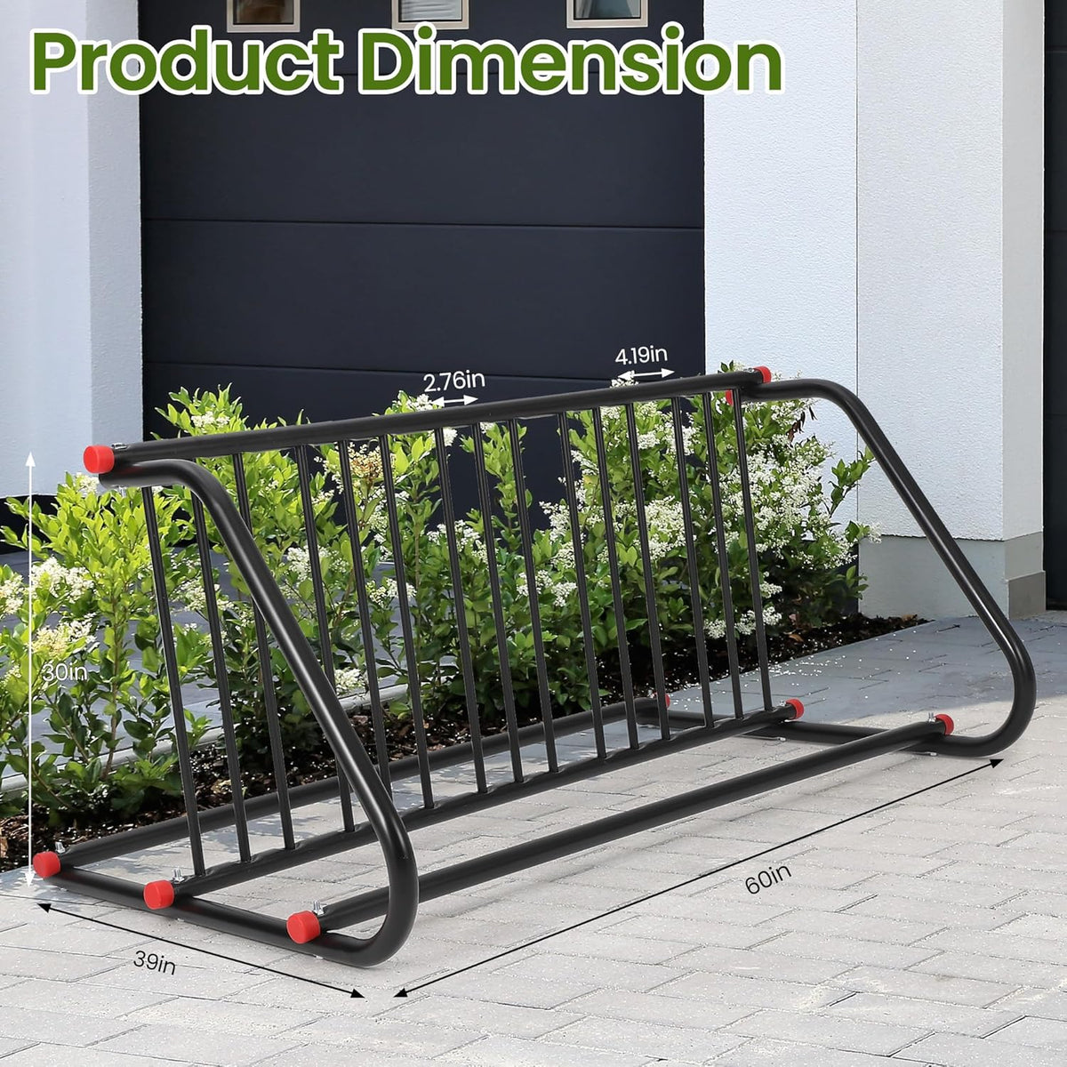 10 Holders Commercial Grid Bike Racks, 60" Length Outdoor Bike Rack, Powder Coated Steel Floor Bike Rack for Garages, Stores, Schools & Universities