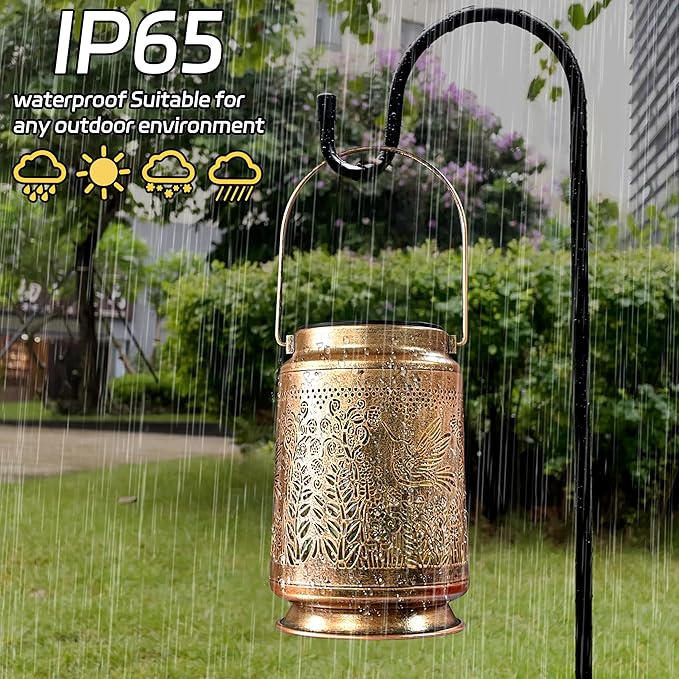 KY&BOSAM Fly Hummingbird Solar Lanterns Outdoor Waterproof Hanging Solar Lights Christmas Gifts for Women Men Metal Bird Decoration LED Solar Lantern Garden Decor for Yard,Tabletop,Pathway,Landscape