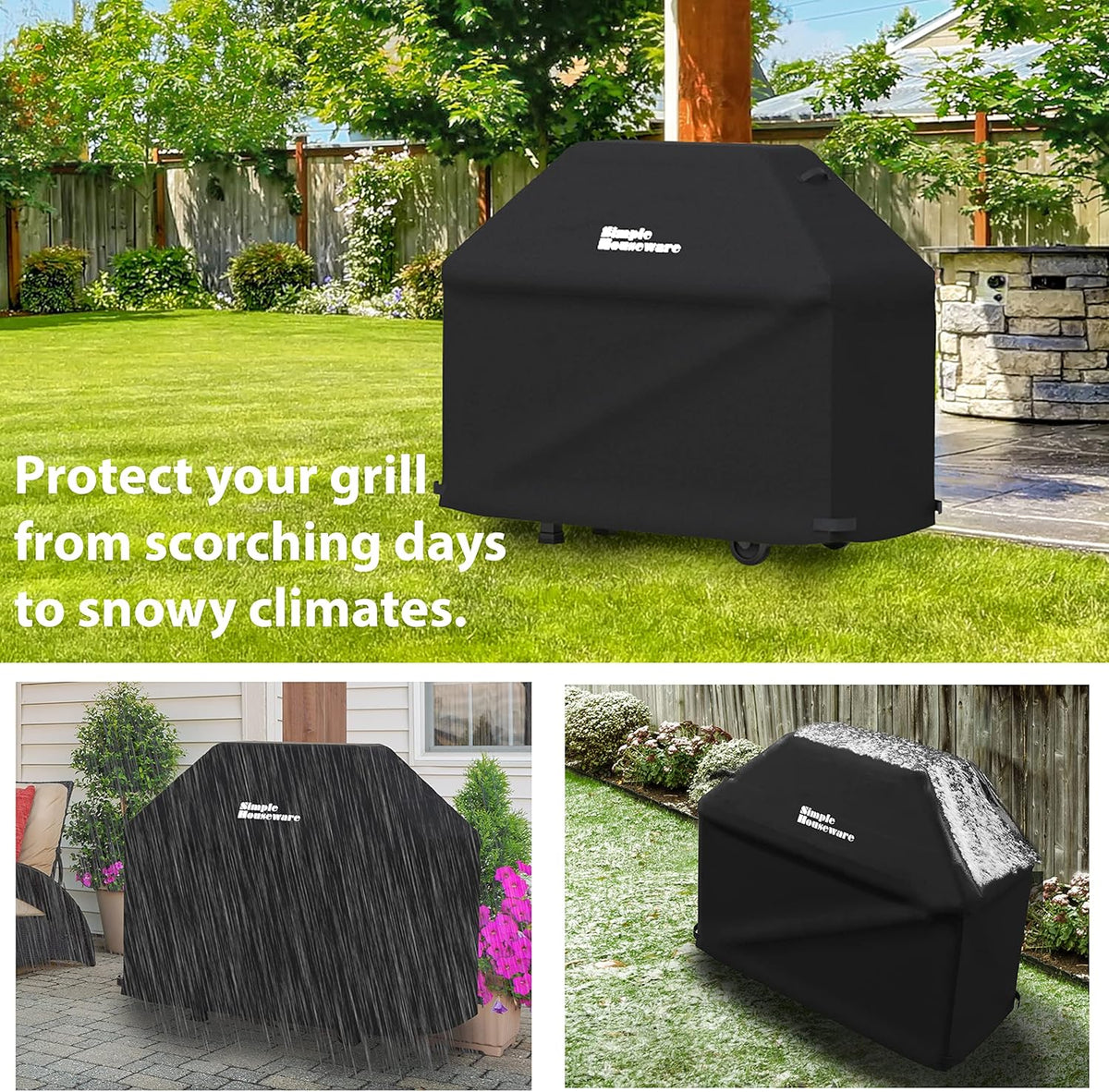 Simple Houseware 64 in. Waterproof Heavy Duty Gas BBQ Grill Cover, Weather-Resistant Polyester