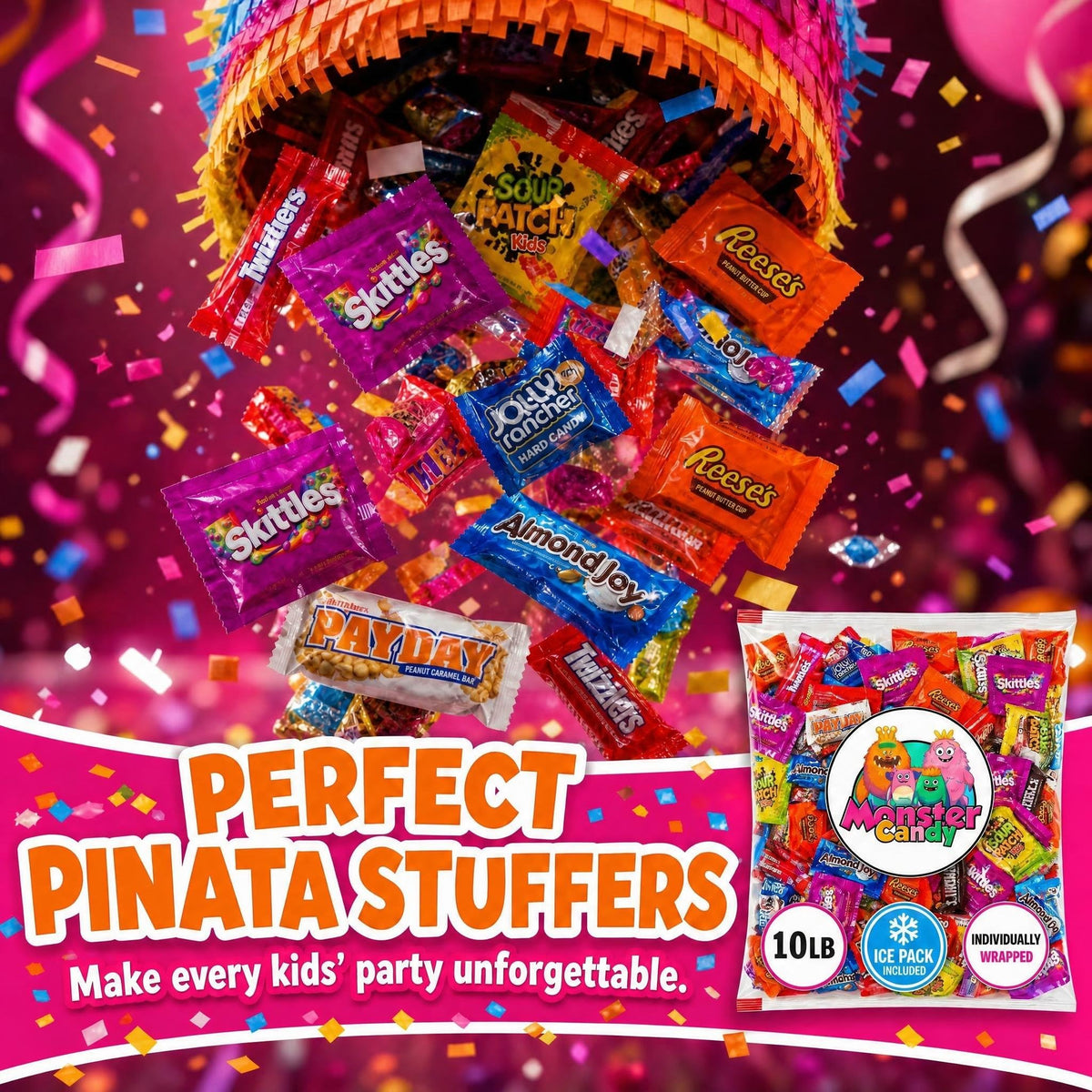 Chocolate and Candy Party Favor Mix - 10 lb Pinata Stuffers - Goodie Bag Stuffers for Kids Party Favors - Chocolate Candy Variety Pack Bulk - Bulk