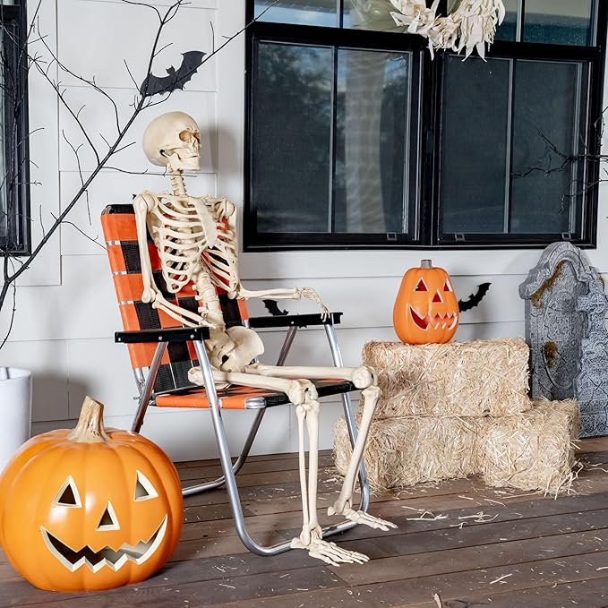 Lawn Chair USA Folding Aluminum Outdoor Patio Lawn Chair | Heavy-Duty Webbed Chairs for Camping, Sports, Beach, Yard & Tailgating | Lightweight Portable | Classic - Halloween Theme