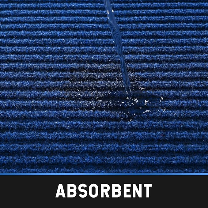 Heavy Duty Entrance Mats, Indoor and Outdoor Rubber Door Mat, Easy Clean Waterproof Anti-Slip Floor Doormat Rug, Low Profile Entrance Shoe Scraper for Entryway, Patio, Garage 47" x 31" Blue