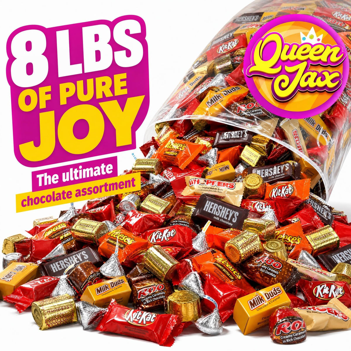 Assorted Chocolate Candy Variety Pack - 8 Lb Bulk Candy Chocolate Mix - Individually Wrapped Chocolate Sweets - Variety - Cold Pack Included
