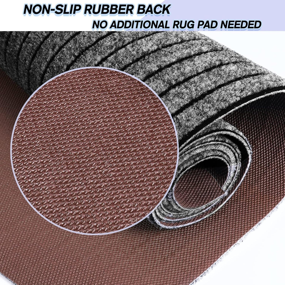 Custom Size Backed Non-Slip Area Rugs Runner, Easy Clean, Waterproof Runner Rugs for Hallway Entryway, Kitchen, Laundry, 3FT x 6FT, Gray Stripe