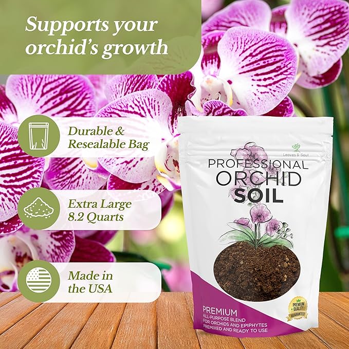 Large Bag Orchid Soil Premium All Purpose Blend | Ready to Use for Orchids, Bromeliads, Epiphytic Plants | Lava, Calcined Clay and Pinebark | Extra Large 8.2 Quarts | Made in USA