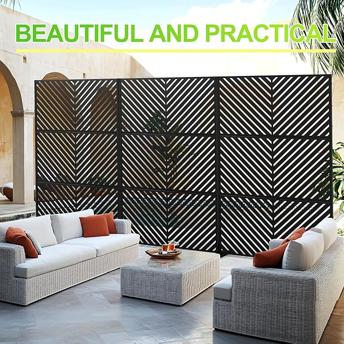 Outdoor Privacy Screen,72" H×47" W Metal Privacy Screen, Freestanding Privacy Fence Panels for Patio
