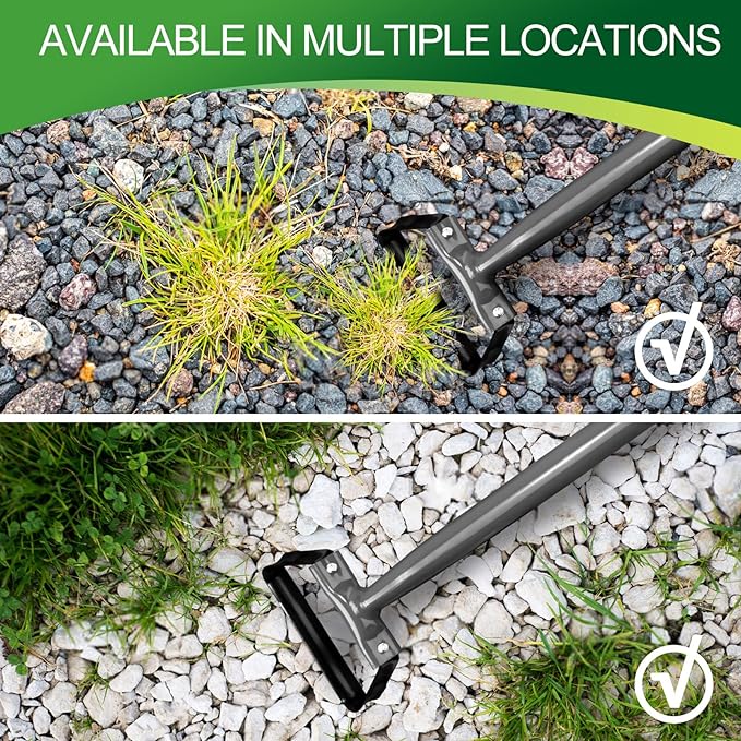 Walensee Mini Action Hoe for Weeding Stirrup Hoe Tools for Garden Hula-Ho with 14- Inch Scuffle Loop Hoe Gardening Weeder Cultivator, Sharp Durable Metal Handle Weeding Rake with Cushioned Grip, Grey