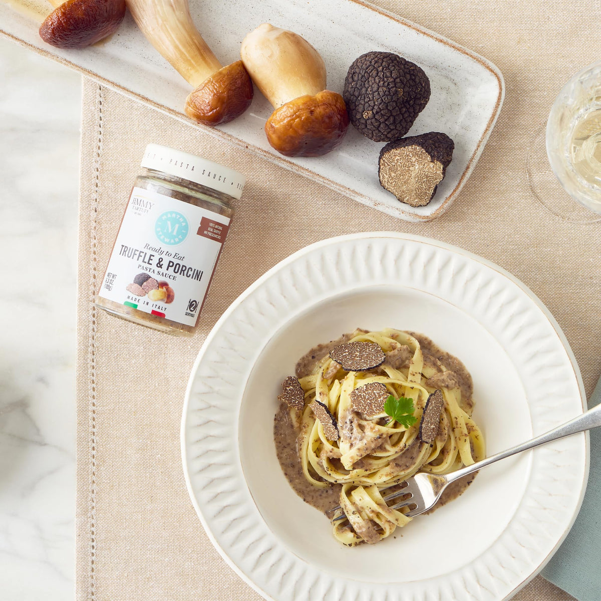 Martha Stewart & Jimmy Tartufi Truffle & Porcini Pasta Sauce 6.3 oz (Pack of 1) - Real Truffle, Porcini Mushrooms, 100% Natural, Gluten Free, No