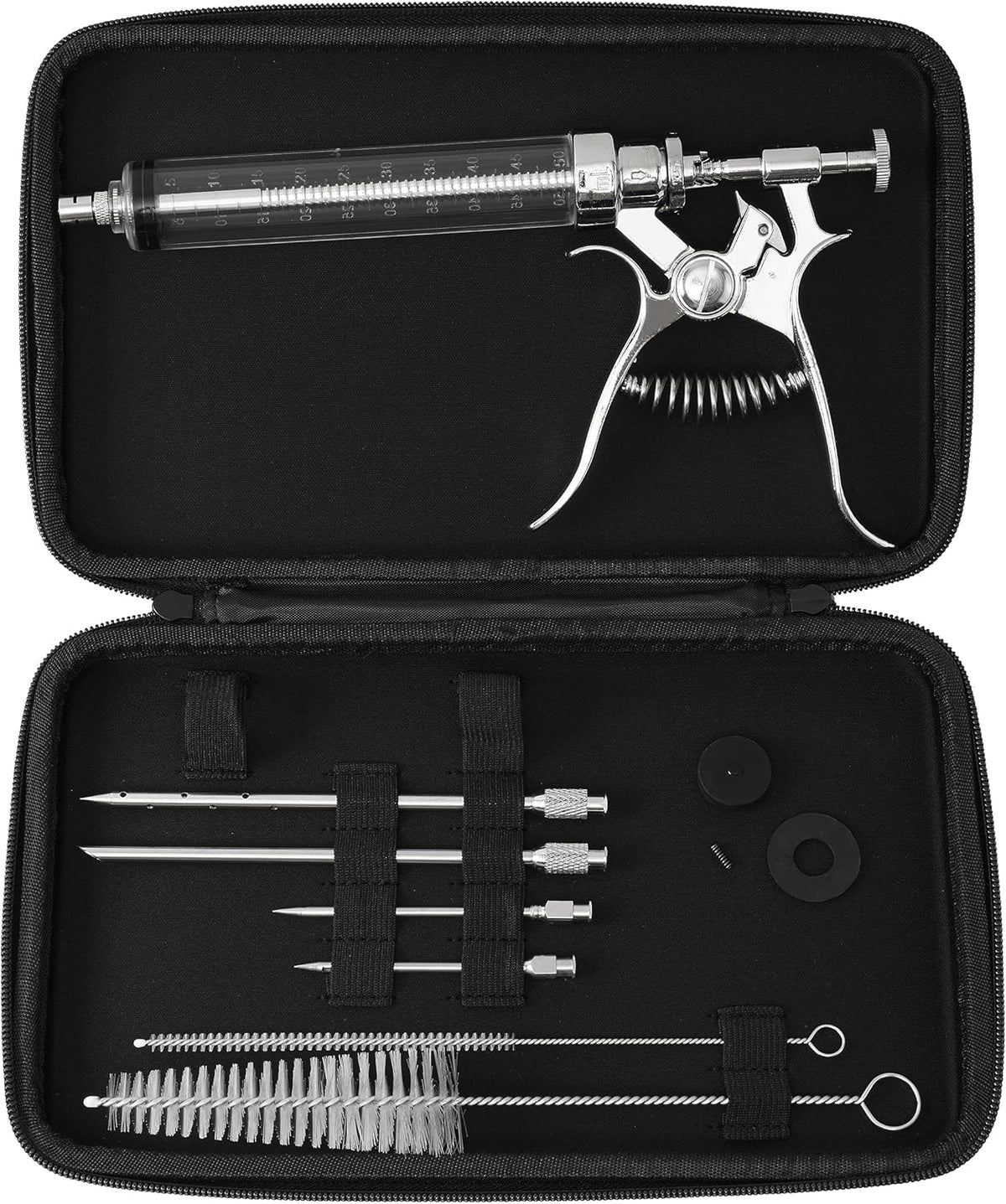 Meat Injector Gun Kit for Smoking & Grilling - Stainless Steel BBQ Meat Turkey Injector with Case, Instruction Book - Professional Brisket Flavor Injector Syringe - Marinade Meat Injector