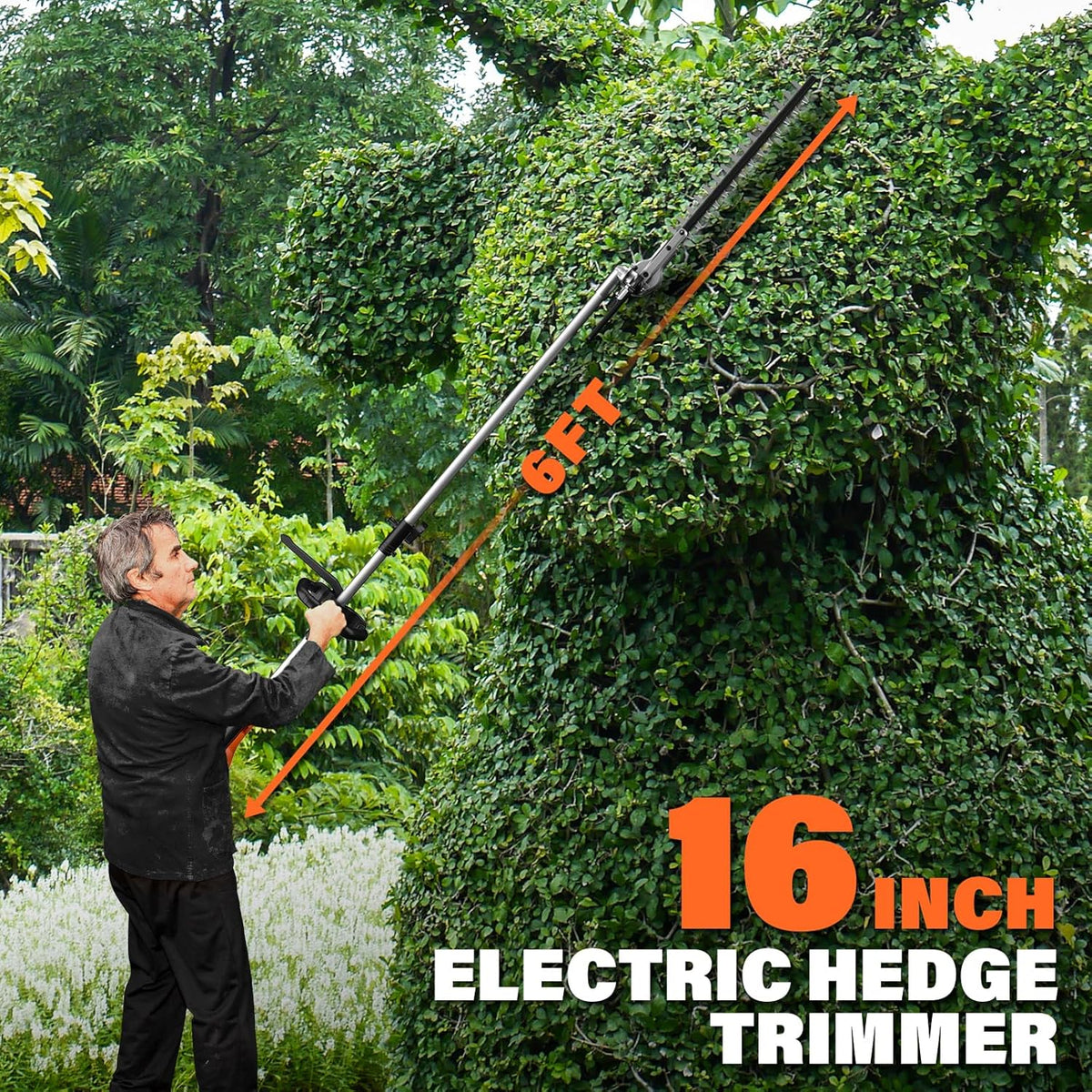 MAXLANDER 40V Hedge Trimmer, Weed Wacker Cordless, 8" Electric Pole Saw and Brush Cutter Blade, 4-in-1 Multi Garden Tools with 2 * 20V 4.0Ah Batteries and 1*Charger