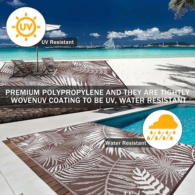 HiiARug Outdoor Rug 5x7Ft Outdoor Plastic Straw Rug Waterproof Outdoor Rugs for Patios Clearance Reversible Patio Mat Outdoor Carpet for Patio Camping Porch Deck RV Camper Backyard