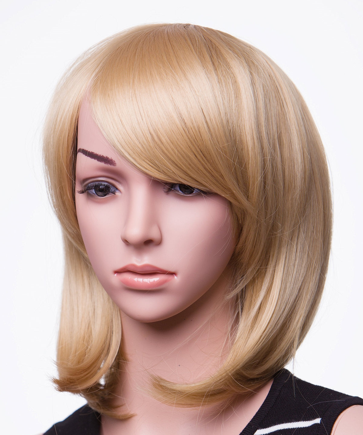 Swacc 11    Women Short Straight Synthetic Bob Wig Candy Color Cosplay Wig Anime Costume Hairpiece For Party With Wig Cap (Beige